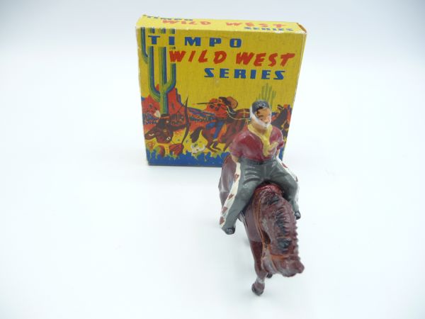 Timpo Toys Cowboy reitend, an den Händen gefesselt und geknebelt