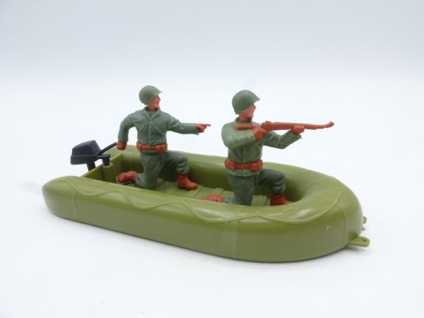 Timpo Toys Rubber dinghy (olive) with Americans