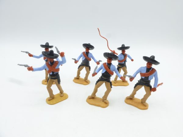 Timpo Toys Beautiful set of Mexicans on foot (6 figures), light blue/black