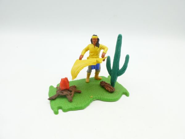 Timpo Toys Rauchzeichendiorama Apache in seltenem Gelb, gelbe Decke
