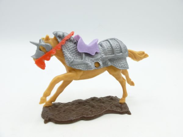 Timpo Toys Armoured horse, beige, long-running, lilac saddle