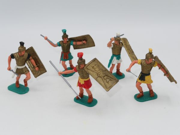 Timpo Toys Group of Romans on foot (5 figures) - each 1 shield loop torn