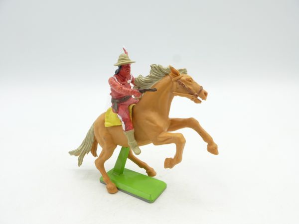 Britains Deetail Apache riding, shooting pistol - great rearing horse