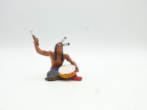Elastolin 7 cm Indian sitting with drum, No. 6836