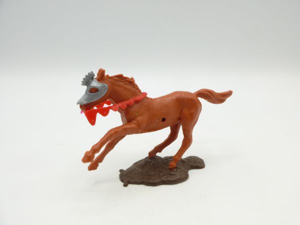 Timpo Toys Ritterpferd mittelbraun mit Kopfpanzerung