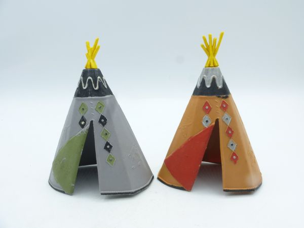 Britains Swoppets 2 Indian tipis (beige + grey), made in England