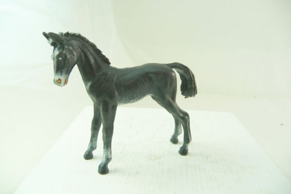 Elastolin 7 cm Foal standing, black, painting 2 - great old painting