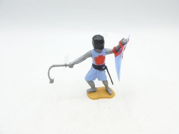 Timpo Toys Mittelalterritter stehend, hellblau, schwarzer Kopf
