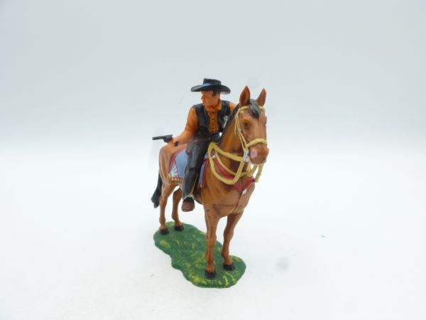 Elastolin 7 cm Sheriff zu Pferd mit Pistole, Nr. 6999 - fantastische Bemalung