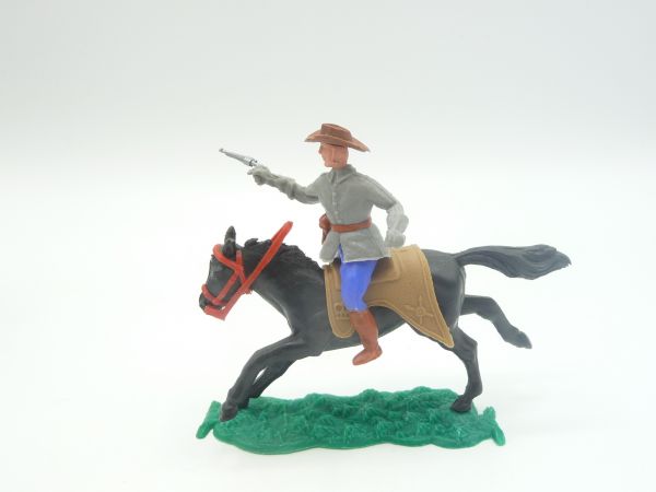 Timpo Toys Confederate Army soldier 1st version riding, officer firing pistol