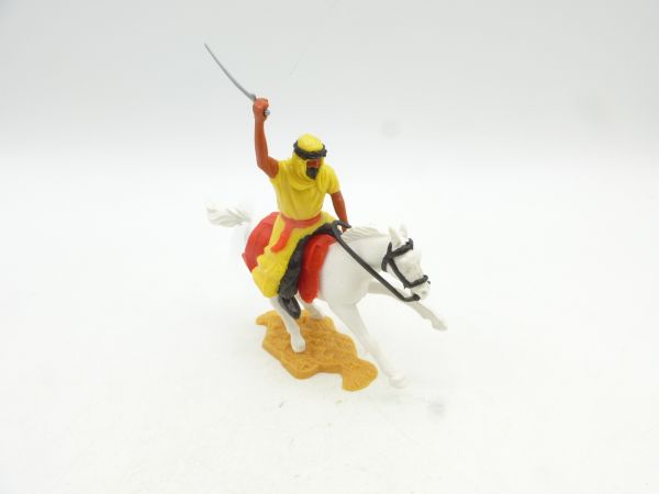 Timpo Toys Araber zu Pferd mit Säbel ausholend, gelb