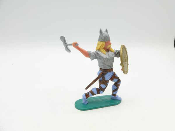 Timpo Toys Viking going forward, lunging with battle axe, golden shield