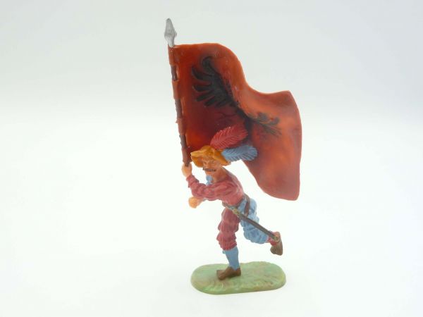 Elastolin 7 cm Landsknecht storming with flag, No. 9025 - great painting