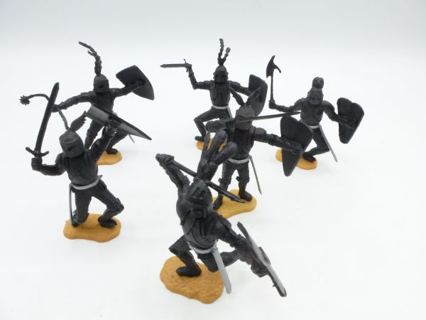Timpo Toys Satz schwarze Ritter zu Fuß (6 Figuren)