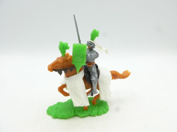 Elastolin 5,4 cm Knight riding with sword + shield (+ knife in belt)