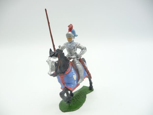 Elastolin 4 cm Knight on horseback, lance high, No. 8965 - with original price tag