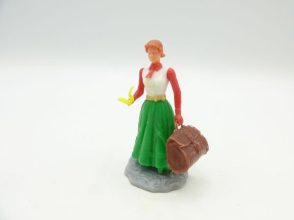 Elastolin 5,4 cm Lady, citizen, traveller with handkerchief + large bag - rare