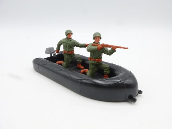 Timpo Toys Schlauchboot (schwarz) mit Amerikaner - Pins fehlen