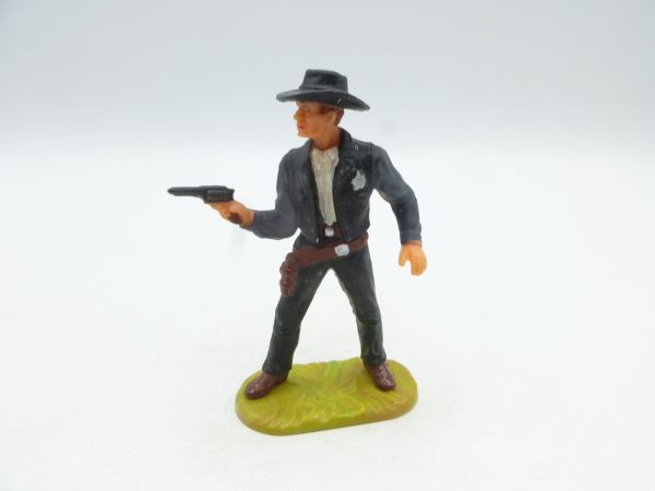 Elastolin 7 cm Sheriff mit Pistole, Nr. 6985 schwarz- weißes Hemd