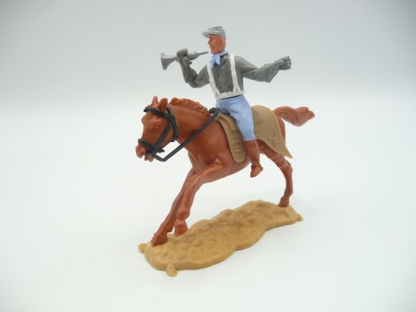 Timpo Toys Confederate Army soldier 2nd version riding with trumpet
