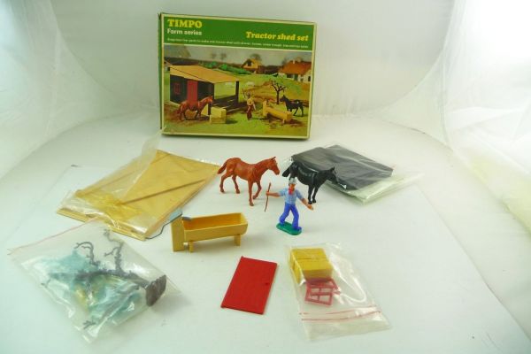 Timpo Toys Farm Series; Tractor Shed Set, No. 161 - orig. packaging, complete contents