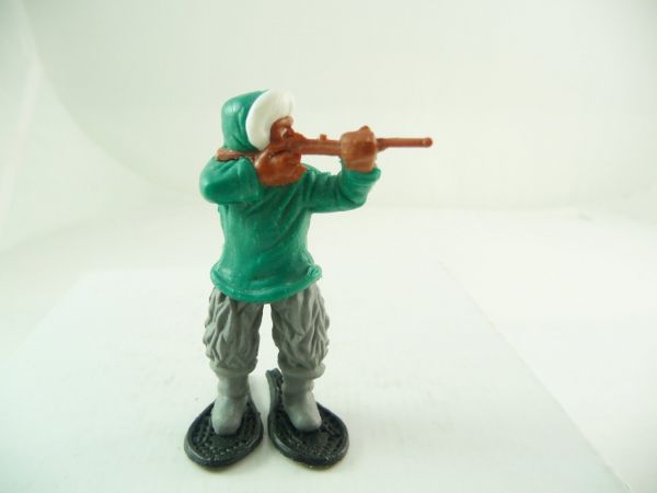 Timpo Toys Eskimo mit kurzem Gewehr schießend, grün, Beine grau