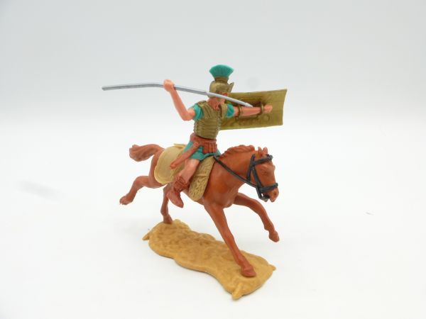 Timpo Toys Roman on horseback with pilum, green - shield loops ok