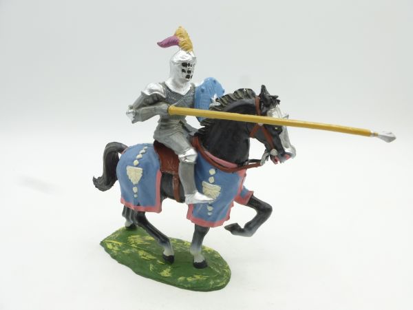 Elastolin 7 cm Knight on horseback, lance down, No. 8966 - great painting