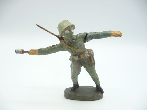 Elastolin composition Hand grenade launcher with gas mask - great figure, see photos