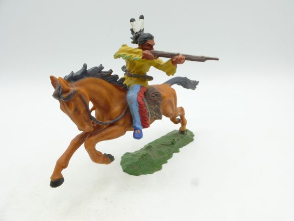 Elastolin 7 cm Indianer zu Pferd, Gewehr hinten, Nr. 6851