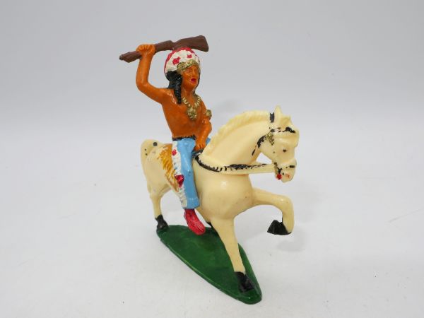 Starlux Indian on horseback, rifle above his head - early figure
