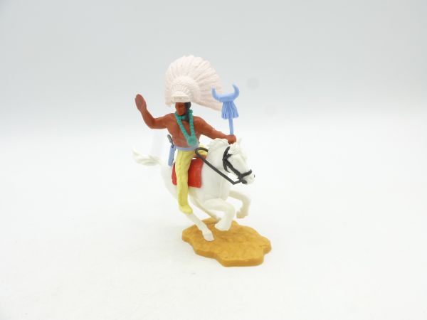 Timpo Toys Indian 3rd version riding, chief with tribal sign