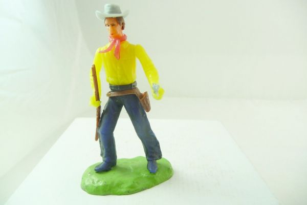 Elastolin 7 cm Cowboy stehend mit Pistole + Gewehr