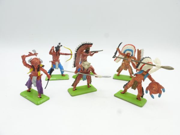 Britains Deetail Indian 1st version (6 figures) - nice group