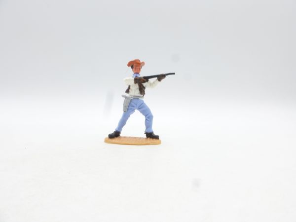 Timpo Toys Cowboy 4. Version stehend schießend, hellblaue Hose