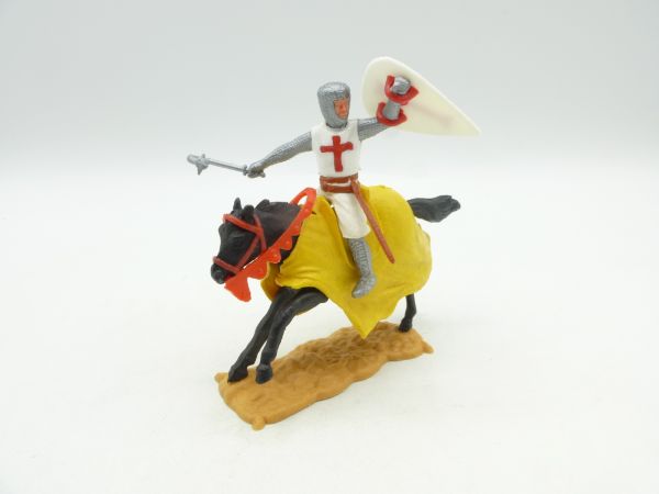 Timpo Toys Crusader 2nd version on horseback with morning star + shield