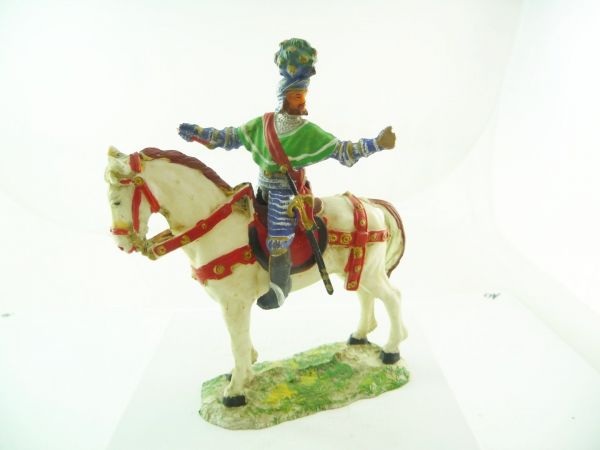 Elastolin 7 cm (damaged) George of Frundsberg on standing horse - little piece of hand missing