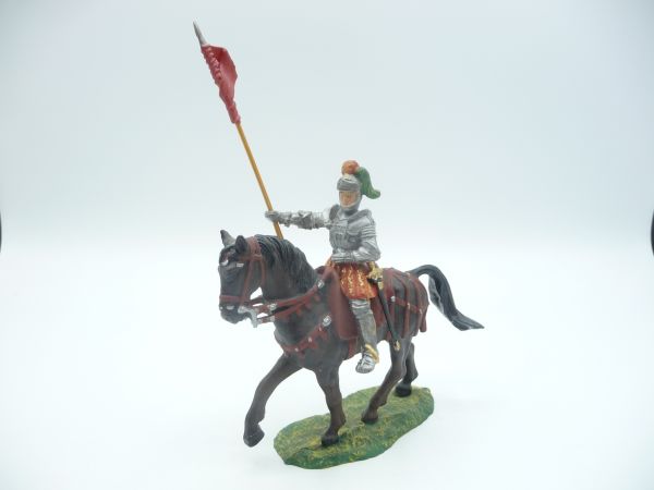 Umbau 7 cm Ritter zu Pferd mit Fahne - toller Umbau, sehr gut gearbeitet
