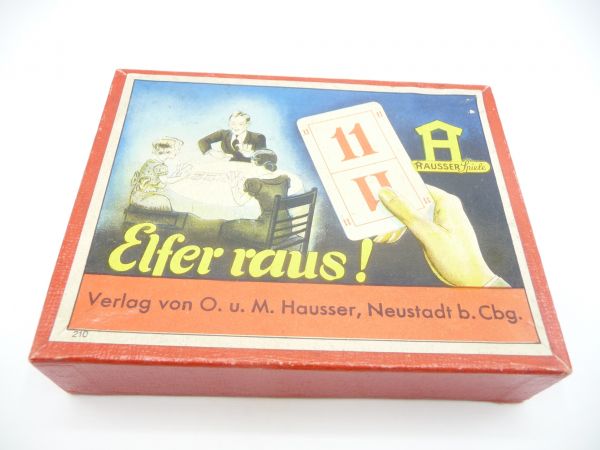 Elastolin Hausser: Kartenspiel "Elfer raus!" - bespielt, komplett inkl. Spielanleitung