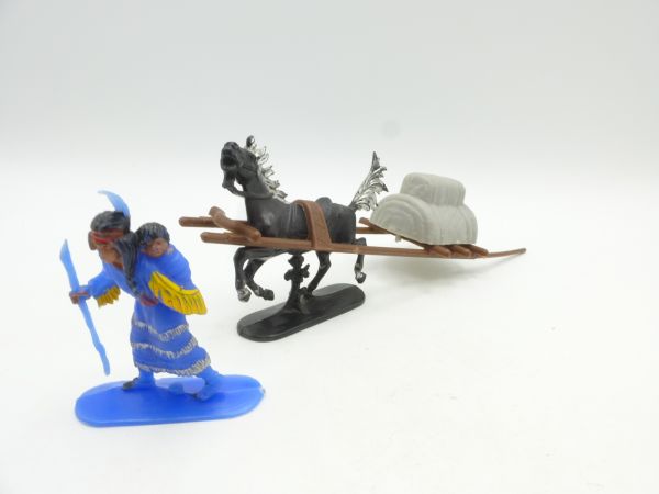 W. Germany / Jean Travois, Pferd mit Ladung und Squaw mit Kind (blau)