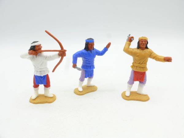 Timpo Toys 3 Apachen zu Fuß, weiße Stiefel - seltene Farbkombis