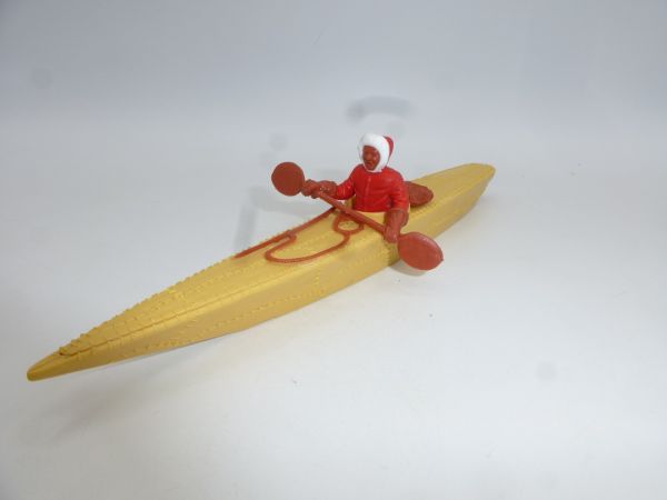 Timpo Toys Eskimo kayak, yellow/yellow, paddler red - rare