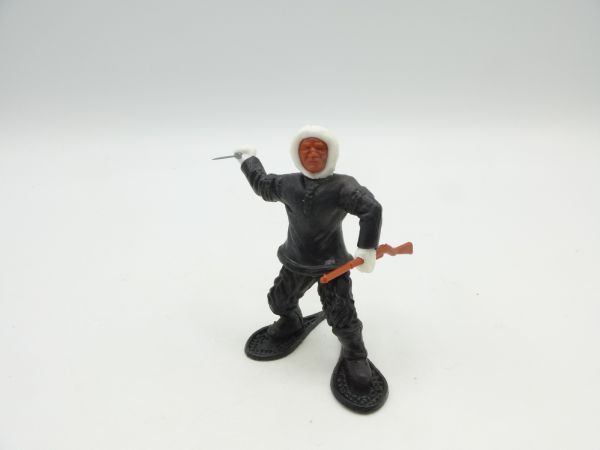 Timpo Toys Eskimo with knife + rifle, black with black legs