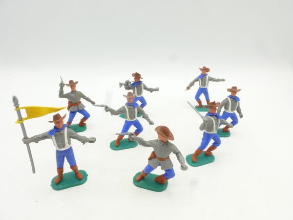 Timpo Toys Südstaatler 1. Version (8 Figuren), grüne Bodenplatten