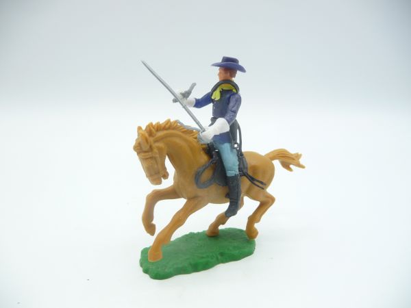 Elastolin 5,4 cm Union Army soldier on horseback with pistol, rifle + sabre