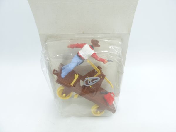 Timpo Toys Handcar with Cowboy - brand new, in blister pack