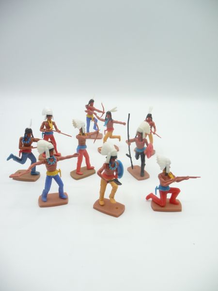 Plasty 10 Indianer stehend / laufend mit Waffen