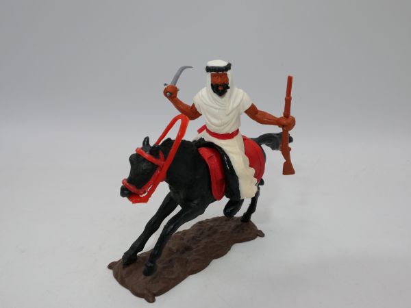 Timpo Toys Arab on horseback, white with sabre + rifle - slightly yellowed