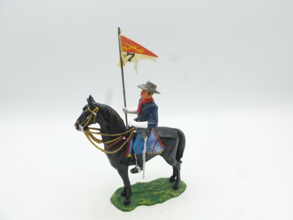 Elastolin 7 cm 7th Cavalry: US cavalryman on horseback with pennant, No. 7032