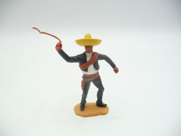 Timpo Toys Mexican standing, black and white, brown belt, with whip
